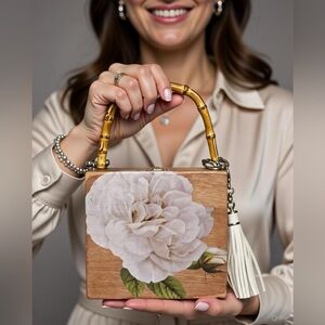 One-of-a-Kind Upcycled Cigar Box Purse – Petite Floral Elegance